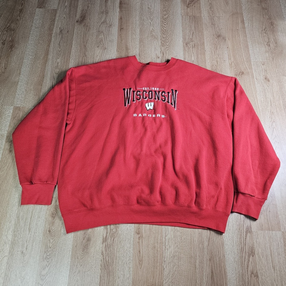 Wisconsin Badgers Lee Sport Sweatshirt Mens XXL Red Embroidered Vintage USA